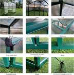 6x6 FT Outdoor Greenhouse, Polycarbonate Greenhouse with Raised Base and Aluminum Frame,Heavy-Duty Walk-in Greenhouses with Air Vent for Patio, Backyard,Lawn(6x6 FT)