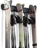 Wealers Wall Mounted Horizontal Rack for Storage of Skis and Poles-Heavy Duty Weatherproof Nonslip Garage Wall Organizer for Carrying Snowboard, Hockey Sticks, Skates, Helmets (Large, 2 Ski Sets)