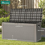 YITAHOME 60 Gallon Outdoor Storage Box, Large Water Resistant Resin Deck Box, Indoor Outdoor Lockable Rattan Storage Container for Patio, Garden, Cushions, Tools, Equipment (Taupe)