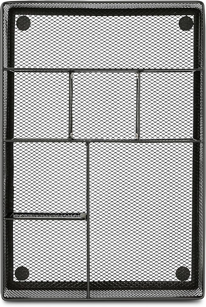 Desk Drawer Organizer Tray,Drawer Organizer for Office and Home,Desk Organizer with Drawers,7 Compartments,Non-Slip Desk Organizers (Black, 12.3" L x 8.3" W x 1.8" H)
