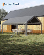 10 x 20ft Carport, Portable Carport with Roll-Up Windows & Removable Sidewalls & Doors Thickened Wind Ropes, Ground Nails, Portable Garage for Cars, Trucks, Boats, 200G Durable Tarp Cover,Grey