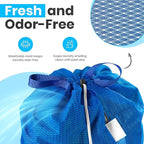 Large Mesh Laundry Bags - Heavy Duty with Handles & Drawstring - Machine Washable Net Laundry Sacks for College Dorm, Camp, Travel, Bedding & Clothes Storage (Blue)