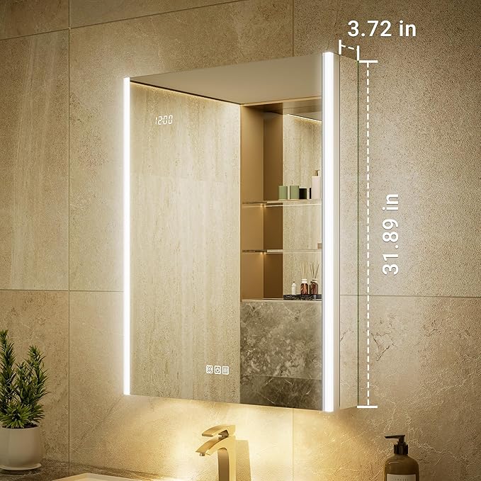 Side Mirrored Kits, 4'' W x 32'' H Decorative Side Mirrors Set of 2 for 32-Inch-Height Acrylic Smart Lighted Mirror Cabinet Surface-Mounting-Use Only (for Model-Aura)
