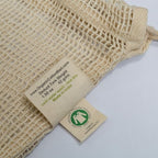 Reusable Mesh Vegetable Bags of 100% Organic Cotton - 6 Pieces Perfect Net Produce Bags - Eco-friendly, Bio-degradable & Washable Fruit, Vegetable & Produce Sacks (3 Medium, 3 Small)