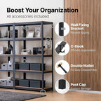 HOMEDANT House 5 Tier Heavy Duty Garage Shelving Adjustable Metal Rack Storage Shelves Standing Shelf Unit Organizers Pantry Closet Office (1, Black, 36.2" W x 16.2" D)