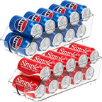 Simple Houseware Soda Can Organizer and Dispenser for Refrigerator / Pantry, Clear, Set of 2
