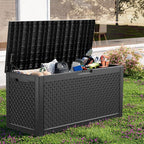 110 Gallon Outdoor Storage Box,Large Waterproof Resin Deck Box,Lockable Storage Container with Reinforced Support for Patio Cushions,Garden Tools,UV-Resistant(Black,110Gallon)