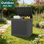 32 Gallon Outdoor Storage Box, Resin Deck Boxes Outdoor Waterproof For Patio Furniture, Garden Tools, Pool Supplies, Lockable And UV Resistant (a Set of 2,Rattan Black)