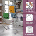 BLACK+DECKER 4-Tier Expandable Collapsible Clothes Drying Rack, Telescopic Height, Foldable Space-Saving Laundry Air Dryer for Towels, Shirts & Delicates – Durable Steel, No Tools Needed