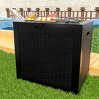 36 Gallon Outdoor Deck Box,Waterproof Resin Outdoor Storage Boxes, Outside Storage Lockable Container for Garden Tools,Indooor Cushions,Accessories (Black)