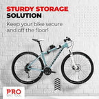 PRO BIKE TOOL Bike Rack Garage Wall Mount - Durable Alloy Bicycle Storage System with Adjustable Hook Hanger for Indoor Use - Ideal for Road, MTB, and Hybrid Bikes - Holds Up to 48.5 lbs, Black