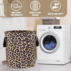 Brown Leopard Laundry Basket Foldable Oxford Cloth Funny Tote Bag Laundry Hamper Clothes Storage Bucket Organizer For Bathroom/Laundry Storage/Bedroom Storage Basket 17.7x13.7 Inch
