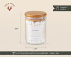 Mini Glass Apothecary Jars with Bamboo Lids, Small Bathroom and Kitchen Storage Containers, For Cotton Balls, Pads and Swabs, 10 oz, Set of 3 (Clear)