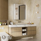 30x32 Lighted Medicine Cabinet Mirror with Lights & Smart Night Lamp -Surface or Recessed Medicine Cabinet Mirror with Outlet & Clock,Fogless Dimmable LED Storage Mirror,Built-in Sensor Light