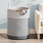 Laundry Hamper 95L,Large Laundry Basket for Clothes,Decorative Storage Basket for Blankets,Cotton Rope Woven basket for bedroom,Grey White