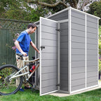 DWVO 5x4 FT Outdoor Storage Shed with Floor, All-Weather Resin Storage Shed with Lockable Door & Window, Waterproof Plastic Tool Storage for Garden, Backyard, Patio, Lawn, Gray
