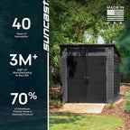 Suncast Modern Outdoor Storage Shed, 200 cu. ft. Peppercorn Resin Shed for Lawn Mower, Bikes, Utility Tools, Patio, & Yard. Weatherproof & Lockable Modern Sheds & Outdoor Storage, Made in USA