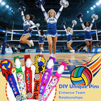 80 Set Cheer Pins Volleyball Spirit Clips, Include 80 Wooden Cheer Colored Clothes Pins 300 Letter Beads 120 Mini Volleyball Decor for Team Gifts for Cheerleading Backpacks Cheer Gifts Bulk