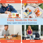 Bentgo Easyboxes - Reusable 5-Compartment Food Containers, Stackable 8-Piece Set, 4 Trays & 4 Lids, BPA-Free Food Storage for Meal Prep, School, & Work; Lunch Boxes with Patented Design (Classic)