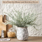 Utensil Holder for Kitchen Counter, Modern Farmhouse Cooking Utensil Holder and Crock Home Kitchen Decor, Ceramic Utensil Organizer for Spatula, Ladle, Eggbeater, Rolling Pin- Gray Flower Patterns