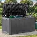 YITAHOME 100 Gallon Large Resin Deck Box Outdoor Storage Boxes for Patio Furniture, Outdoor Cushions, Garden Tools and Pool Supplies-Waterproof,Lockable (Dark grey)