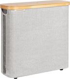 StorageWorks Large Toilet Paper Storage with Bamboo Lid, Toilet Paper Holder Basket for Up to 12 Mega or 16 Regular Size Rolls, Paper Storage Baskets for Bathroom, Grey, 1 Pack