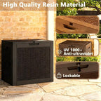 35 Gallon Outdoor Storage Box, Resin Deck Boxes Outdoor Waterproof For Patio Furniture, Garden Tools, Pool Supplies, Lockable And UV Resistant (Rattan Black)