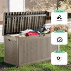 ROJIK Outdoor Storage Housing Deck Box,Waterproof Patio Furniture, Garden Tools, Cushions, Pool Accessories Storage Bench with Lockable Lid and Side Handles (Grey,60 Gallon)