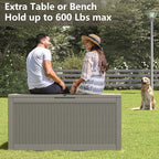 110 Gallon Outdoor Storage Box, Resin Deck Boxes Outdoor Waterproof For Patio Furniture, Garden Tools, Pool Supplies, Lockable And UV Resistant (Rattan Gray)