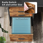 DEVAISE 3 Drawer File Cabinet with Adjustable Shelves, Rolling Wooden Filing Cabinet Mobile Printer Stand for Home Office, Rustic Brown, 15.7" D x 17.7" W x 40.3" H