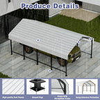 JY QAQA 12 x 20 FT Heavy Duty Metal Carport Canopy with Galvanized Steel Roof, Outdoor Car Tent Metal Garage Shelter for Car, SUV, Trucks and Boats, White