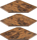 SUYU Set of 3 Floating Corner Shelves, 11.8" Rustic Wood Corner Shelf Wall Mounted, L-Shaped Corner Wall Shelf for Bathroom, Bedroom, Living Room, Kitchen, Office Organizer, Rustic Brown