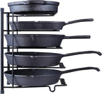SunnyPoint Metal Heavy Duty Kitchen Countertop Cabinet Pantry Pan, Pot Lid, and Pot Organizer Rack Holder, 9.25 x 10.4 x 13.25 Inch, Black