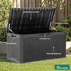 YITAHOME 100 Gallon Outdoor Storage Box, Large Water Resistant Resin Deck Box, Indoor Outdoor Lockable Storage Container for Patio, Garden, Cushions, Tools, Equipment (Black)