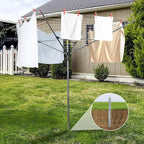 STO STO Umbrella Clothesline Outdoor Drying Rack, 164 Feet Rotary Clothes Drying Rack with Adjustable Height, Folding Laundry Line with Metal Ground Spike for Backyard, Patio, Garden, Heavy Duty