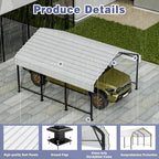 JY QAQA 12 x 15 FT Metal Carport Kits with Galvanized Steel Roof, Heavy Duty Metal Carport Canopy, Outdoor Car Tent Garage Shelter for Car, SUV, Truck and Boats, White