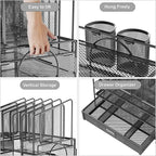 Marbrasse Desk Organizers, 4-Tier Mesh Desk File Organizer with 5 Vertical File Holders and 2 Pen Holders, Multifunction Desktop Organizer,Desk Organizers and Accessories for Home Office (Gray)
