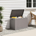 Outdoor Storage Box, Resin Deck Boxes Indoor and outdoor, Waterproof Storage Box Lockable Lid (Grey, 50 Gallon)