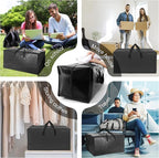 6 Pack Heavy Duty Extra Large Moving Bags W/Backpack Straps - Strong Handles & Zippers, Storage Totes For Space Saving, Fold Flat, Alternative to Box and Bin (40 gal, Semi-Transparent+Blue+Black)