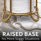BROOKSTONE Toilet Paper Holder Stand, Modern and Minimal Free Standing Toilet Paper Stand with Storage, Bathroom Tissue Organizer that Holds Mega Rolls - Gold
