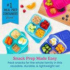 Bentgo Easyboxes 4-Compartment Snack Containers - 8-Piece Set with 4 Trays & 4 Custom-Fit Lids to Seal in Freshness - Reusable Food Storage & Meal Prep Bento BPA-Free Containers (Jewel Brights)