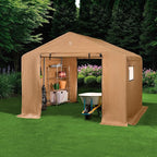 Best Choice Products 10x8ft Outdoor Storage Shed, Carport, Canopy Shelter, Dual Doors & Windows, Metal Frame, Weather-Resistant, Perfect for Storing Motorcycle, Bike, Garden Tools – Tan