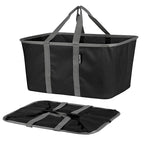 CleverMade Collapsible Laundry Tote 2-Pack (50L) – Foldable Carry-All Storage Bin for Laundry, Car Trunk, RV, Dorm & Home Organization - Black