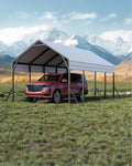 Garveelife 13 ft x21 ft x11 ft Oversized Metal Carport, Heavy Duty Metal Car Port for All-Weather, Steel Shed for Bass Boats, Pickup Trucks, and Tractors