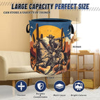 Western Cowboy Laundry Basket Oxford Cloth Desert Riding Laundry Hamper With Handle Foldable Portable Clothes Storage Basket Western Funny Laundry Bag 18.9"x16.5" For Laundry Room/Bedroom/Bathrooms