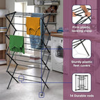 BLACK+DECKER 4-Tier Expandable Collapsible Clothes Drying Rack, Telescopic Height, Foldable Space-Saving Laundry Air Dryer for Towels, Shirts & Delicates – Durable Steel, No Tools Needed