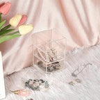 BTSKY 1 Pack Small Acrylic Storage Organizer with Drawers, 3-Layer Clear Desktop Organizer for Office Supplies Mini Storage Box with Drawers for Desk, Desktop Makeup Drawer Jewelry Storage Box