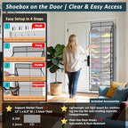24-Pair Over Door Shoe Organizer for Family & Kids, Double Sided | Hanging Storage for Sneakers, Boots, Toys & Room Organization-Graphite Gray