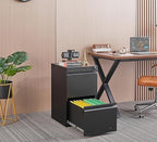 2 Drawer File Cabinet with Lock, Vertical File Cabinets for Home Office, Printer Stand, Heavy Duty Steel Office Storage Cabinet for Letter/Legal/A4, Assembly Required(Black)