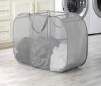 Whitmor Mesh Popup Laundry Hamper 3 Compartment Sortable Horizontal Collapsible Laundry Basket for Clothes Laundry Room Bedroom